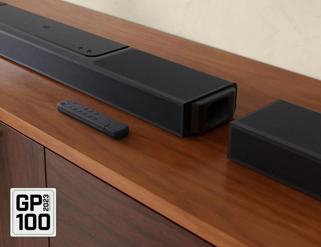 speakers on a wooden surface
