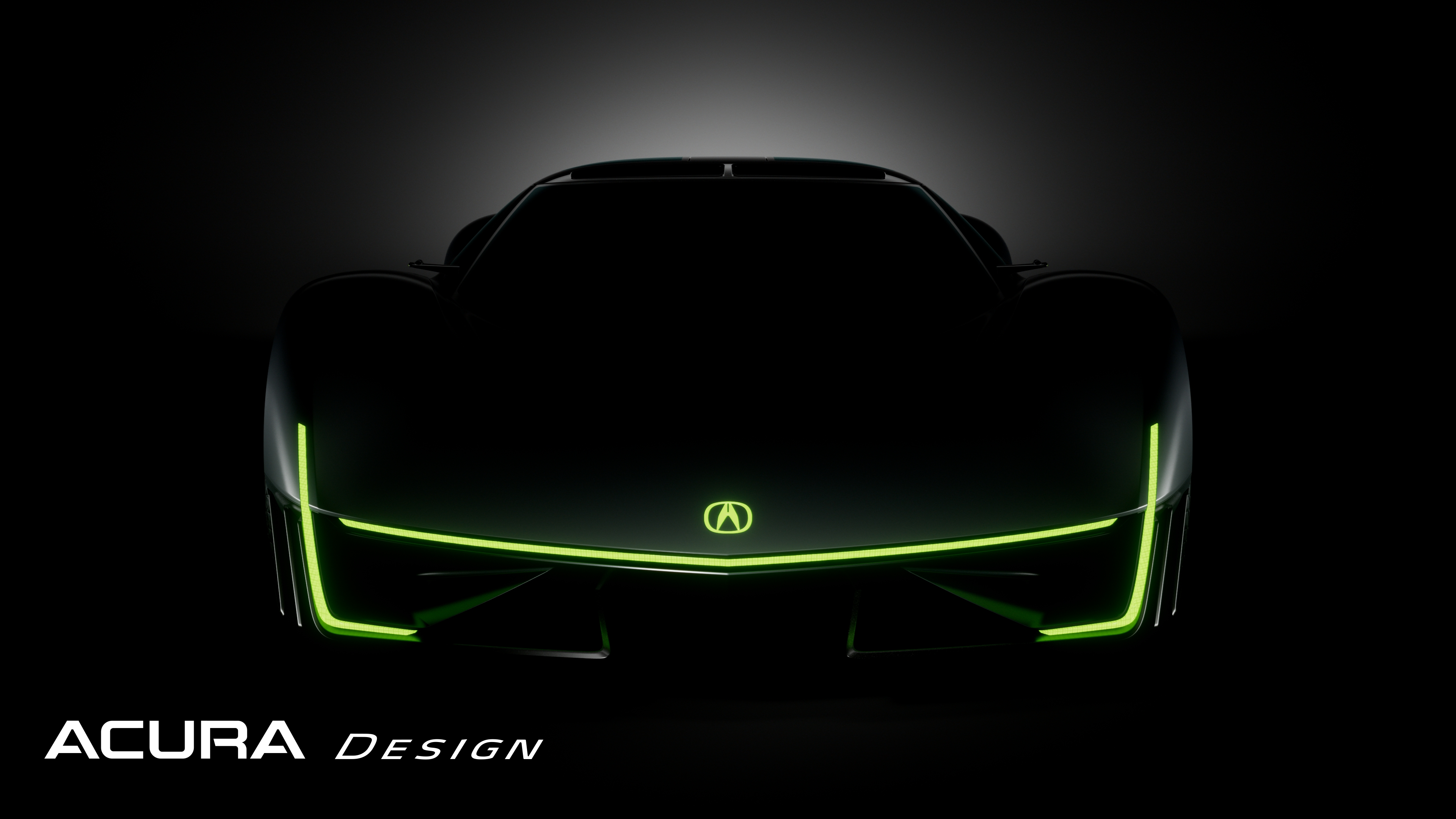 front end of acura ev concept with illuminated silhouette