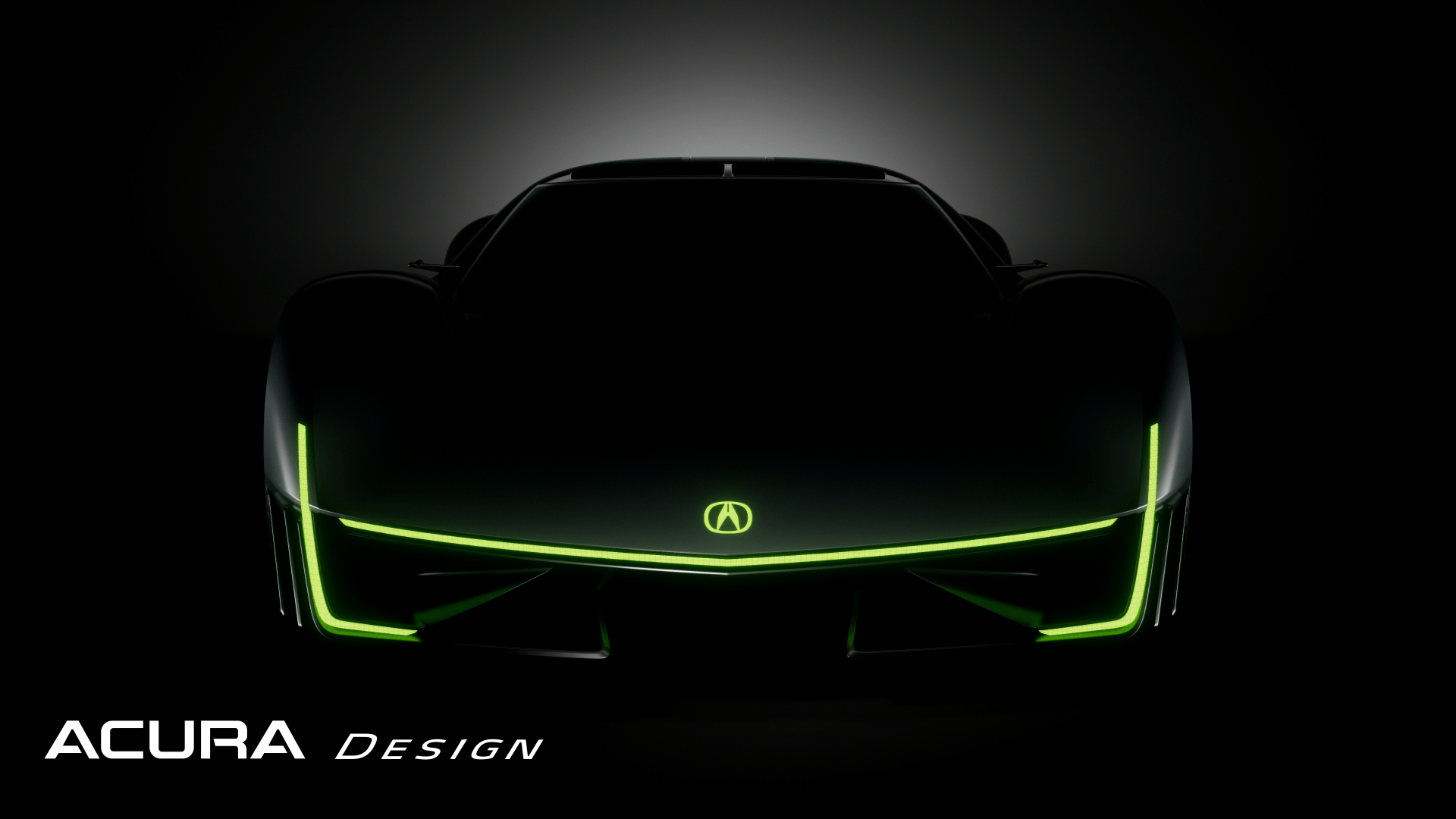 front end of acura ev concept with illuminated silhouette