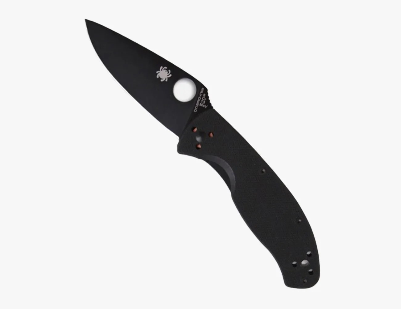 a black knife with a white background