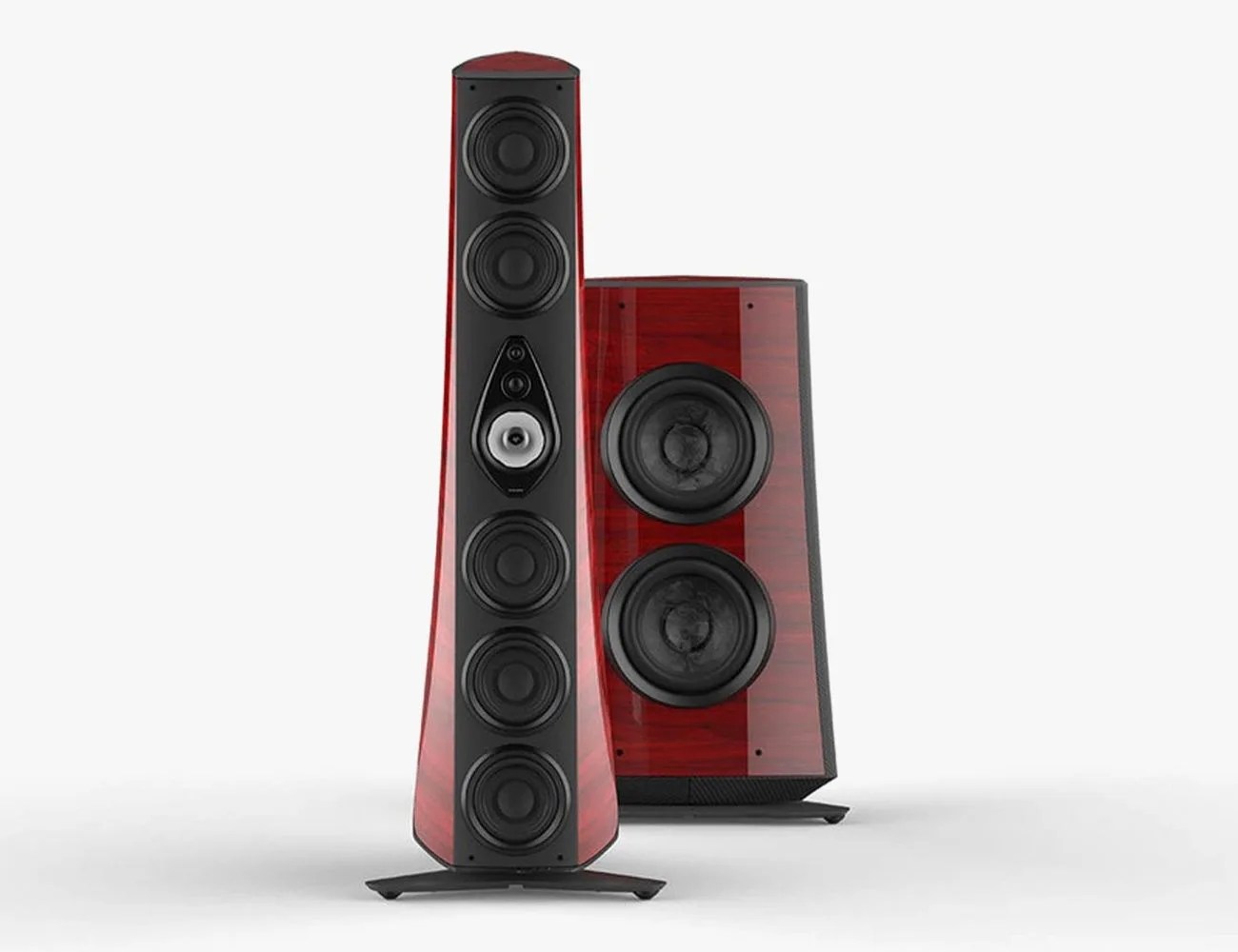 a red and black speaker