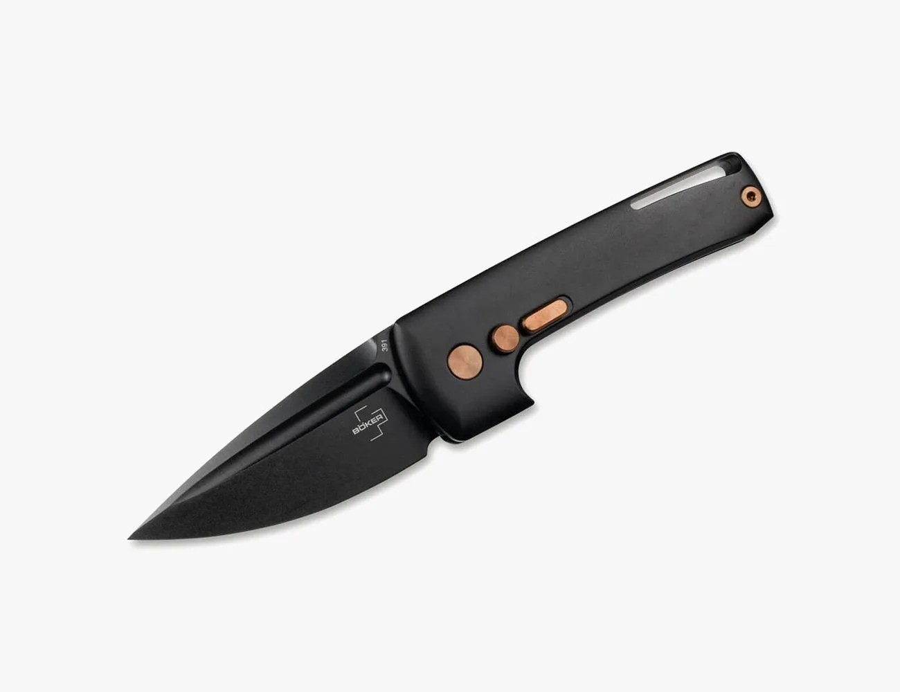 a black knife with a handle