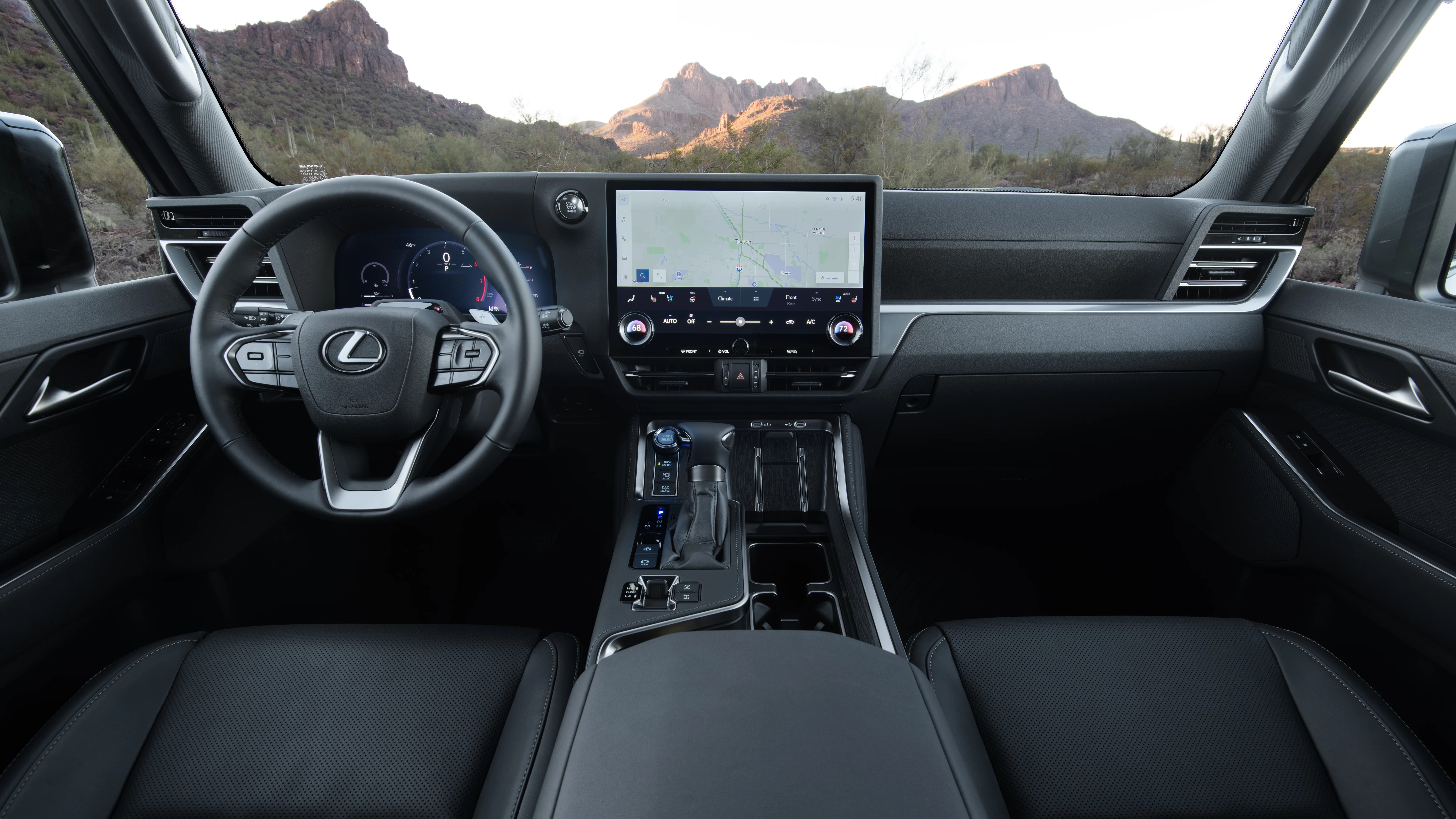 Black interior dashboard of Lexus GX