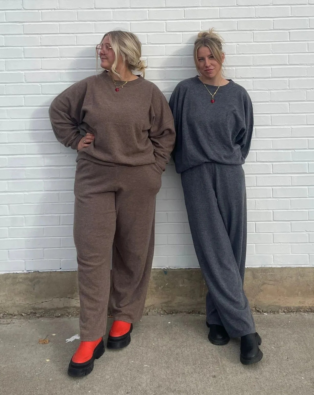two woman wearing sonderhaus the wool gwendolyn pant
