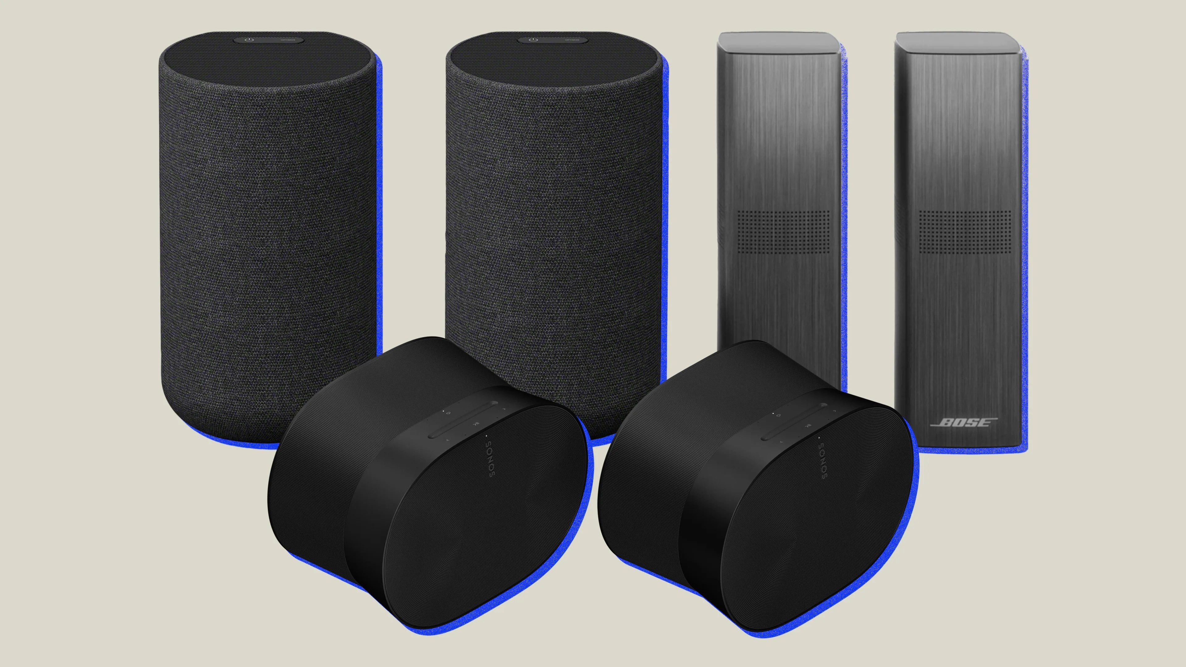 collage of three pairs of speakers