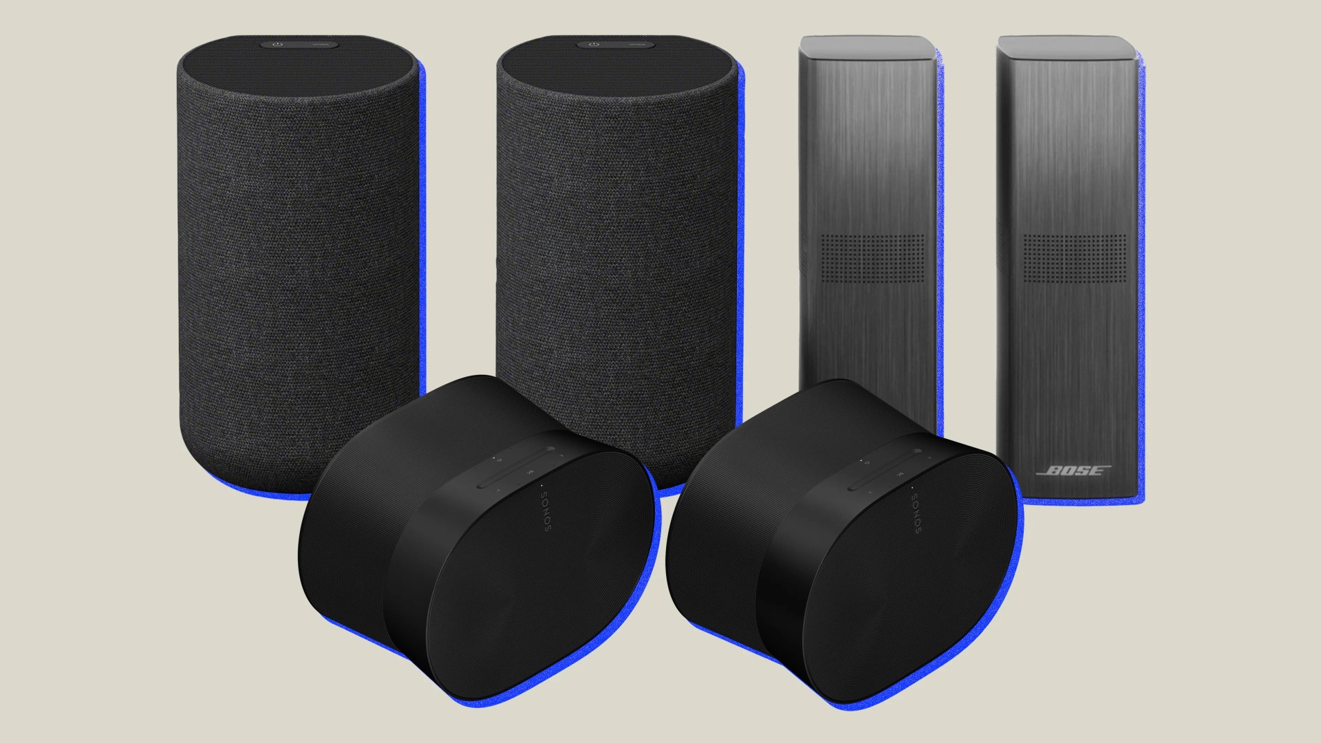 collage of three pairs of speakers