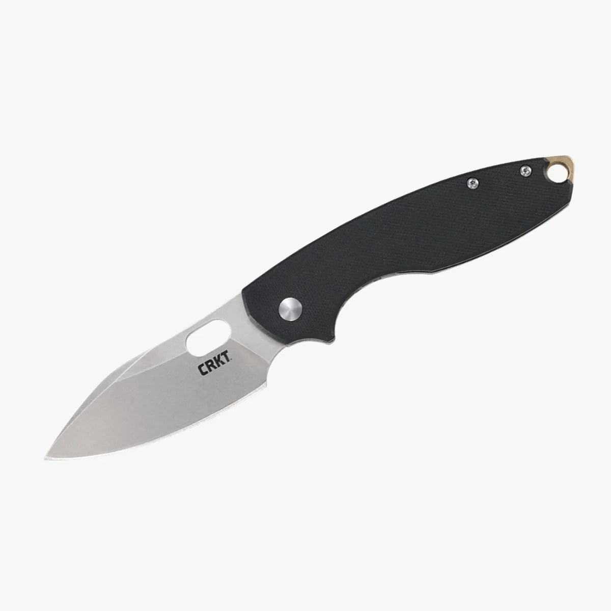 a knife with a black handle