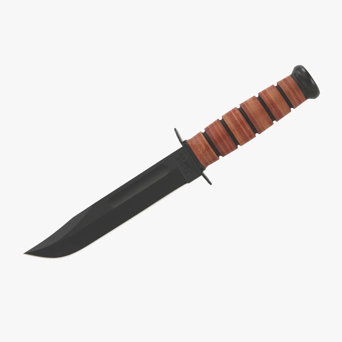 a knife with a brown handle