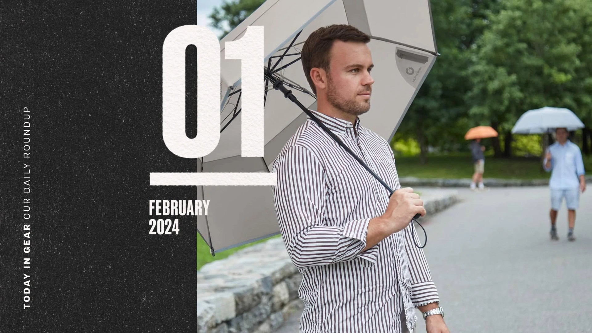 today in gear February 1 2024 man using umbrella