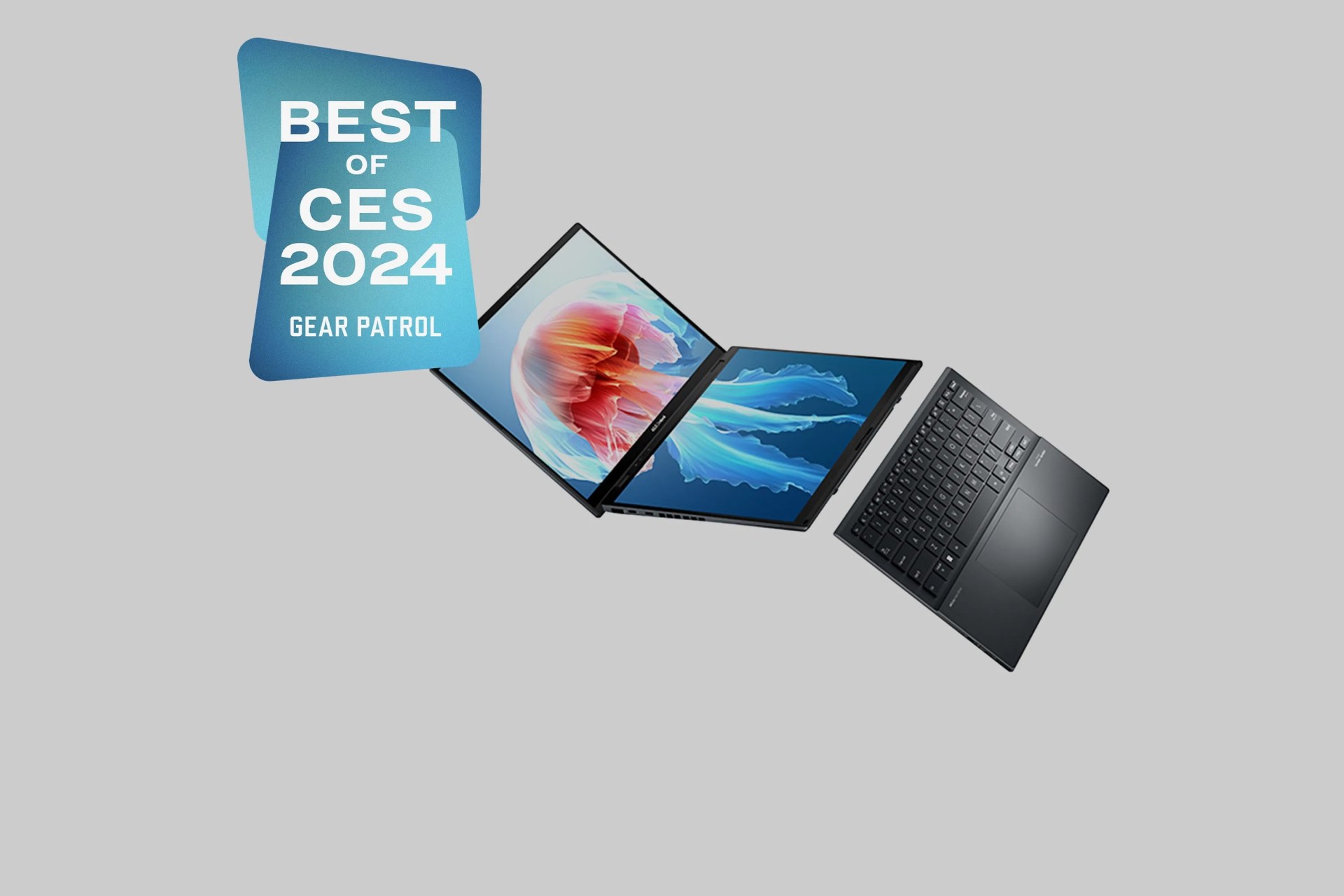 a laptop with a best of ces 2024 badge