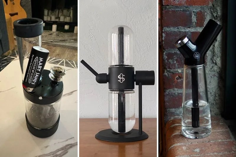 collage of 3 bongs
