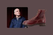 a picture of daniel day lewis next to a boot