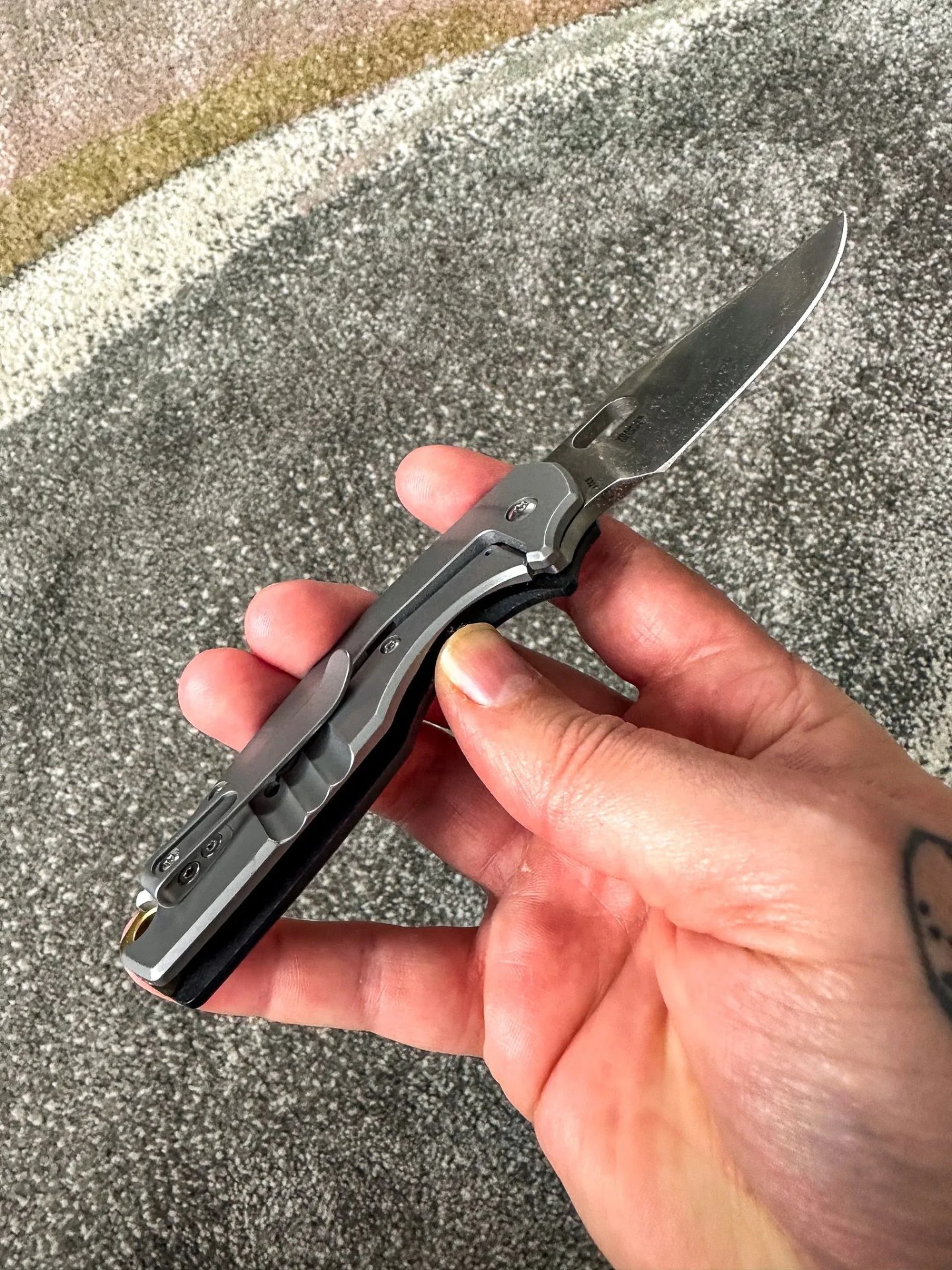 a person holding a knife