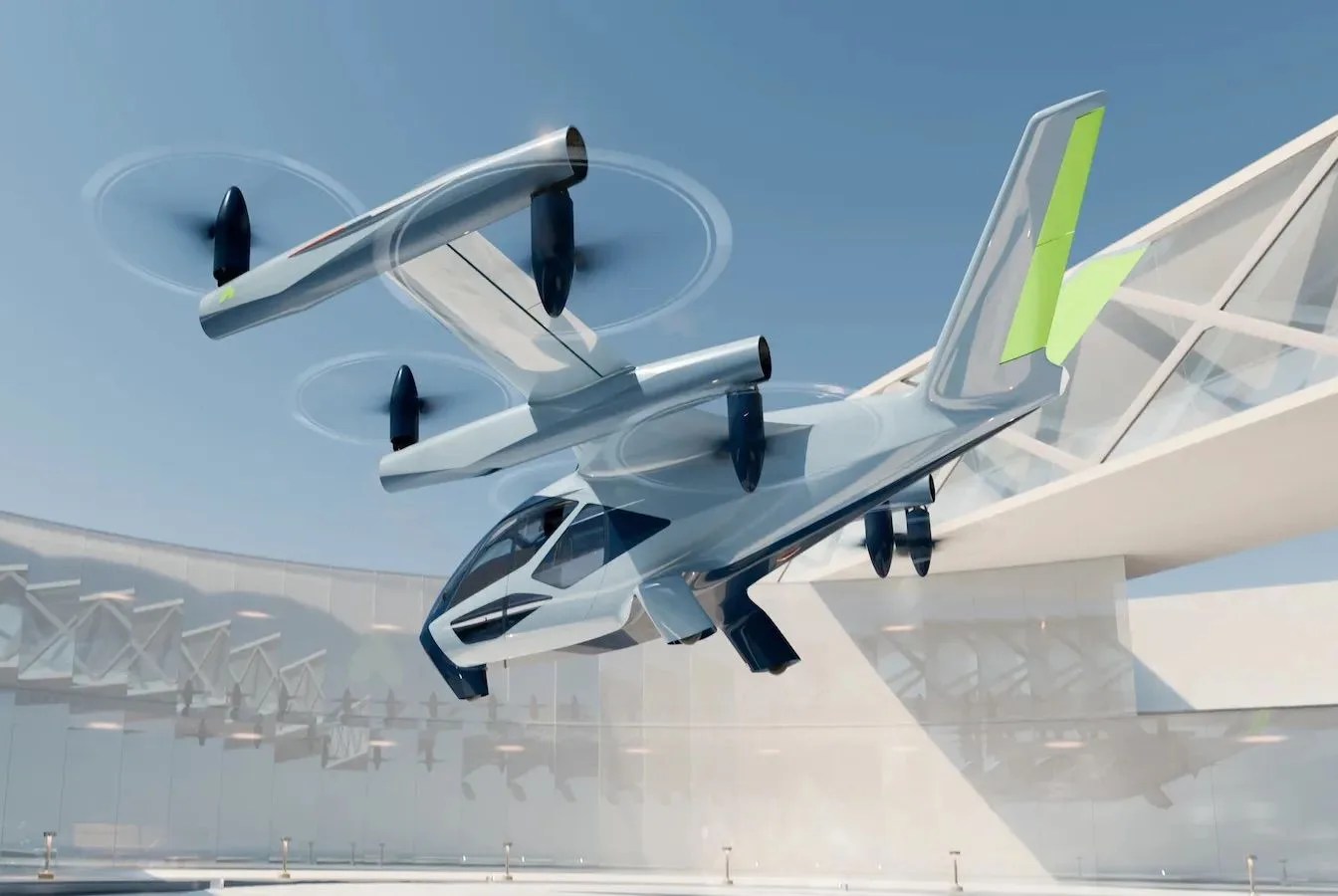 a plane flying over a building