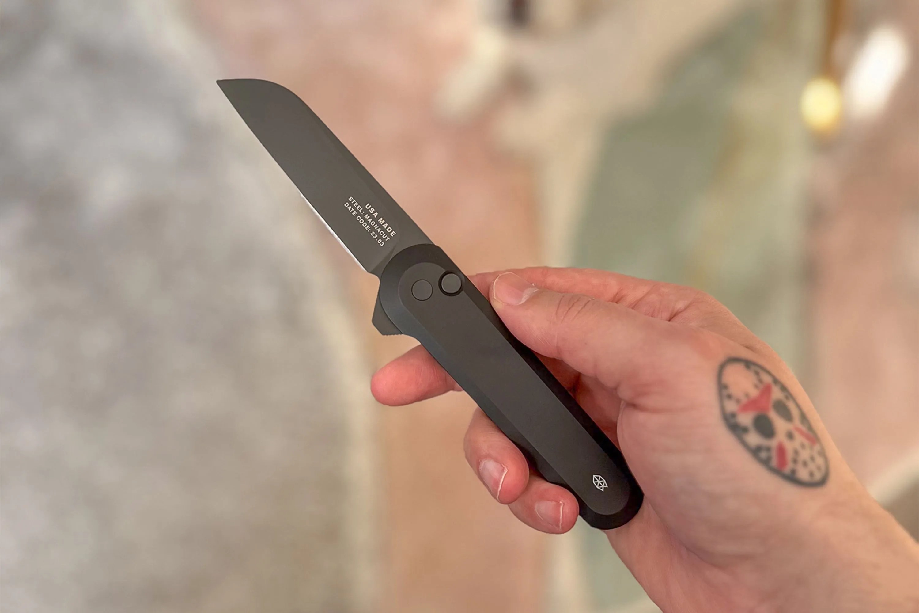 a person holding a knife