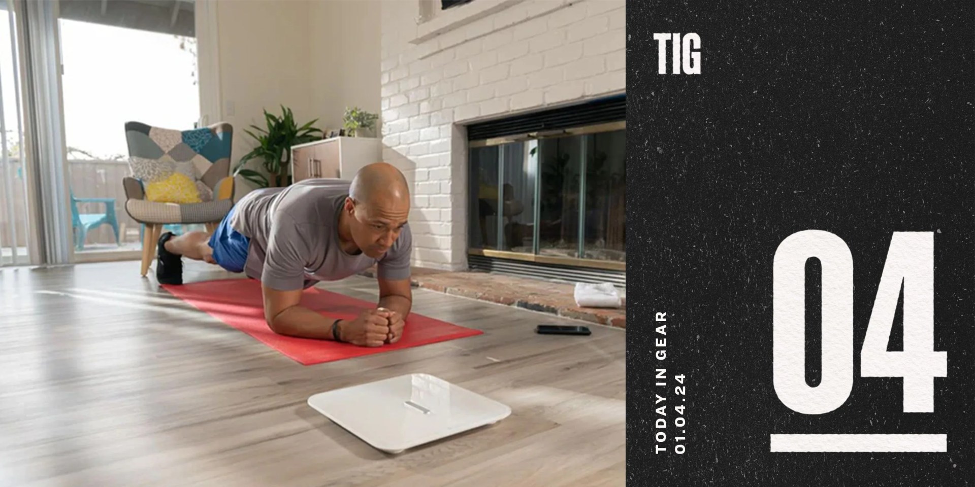 today in gear january 4 2024 man planking next to wyze scale x