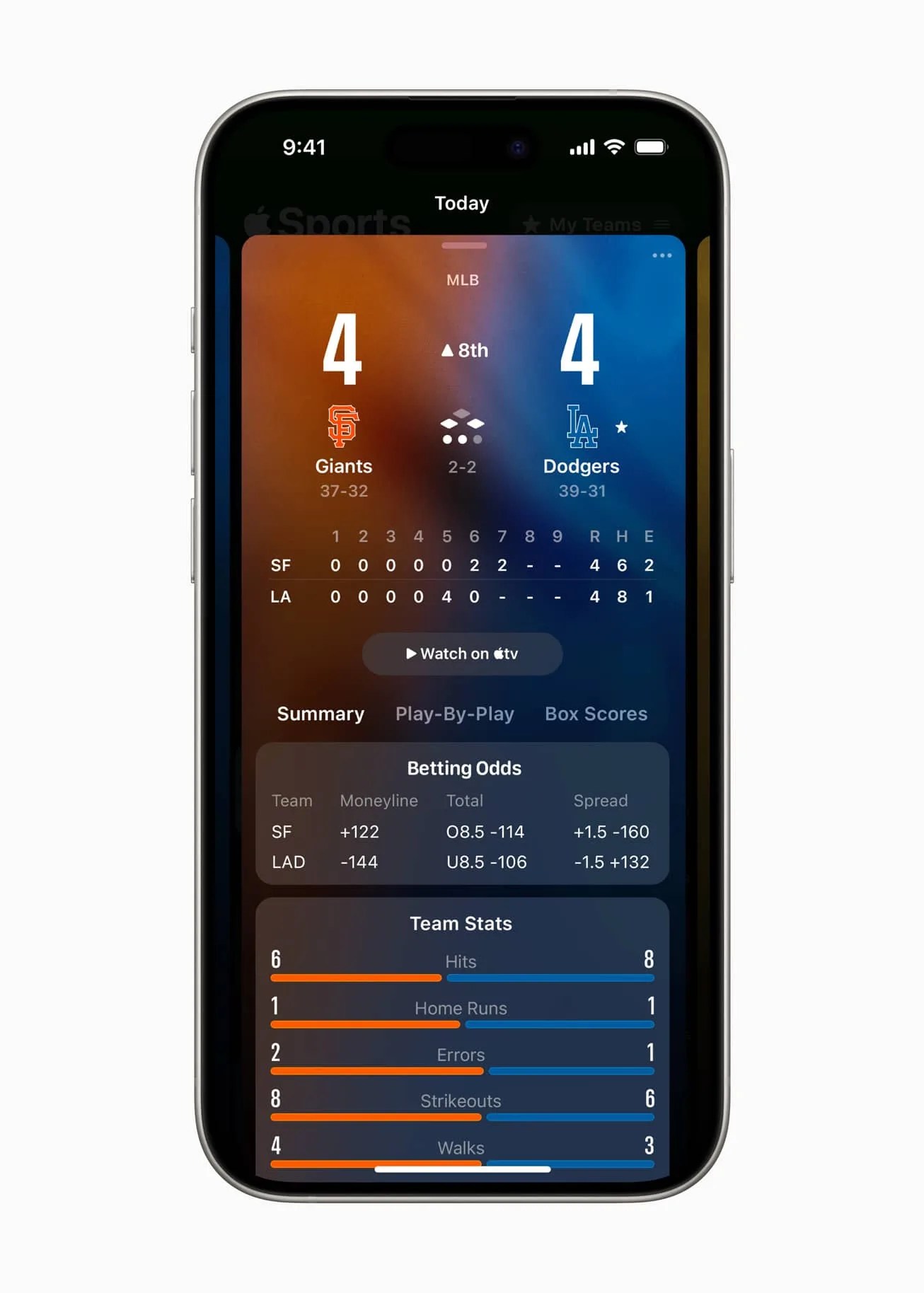 Apple-Sports-game-page