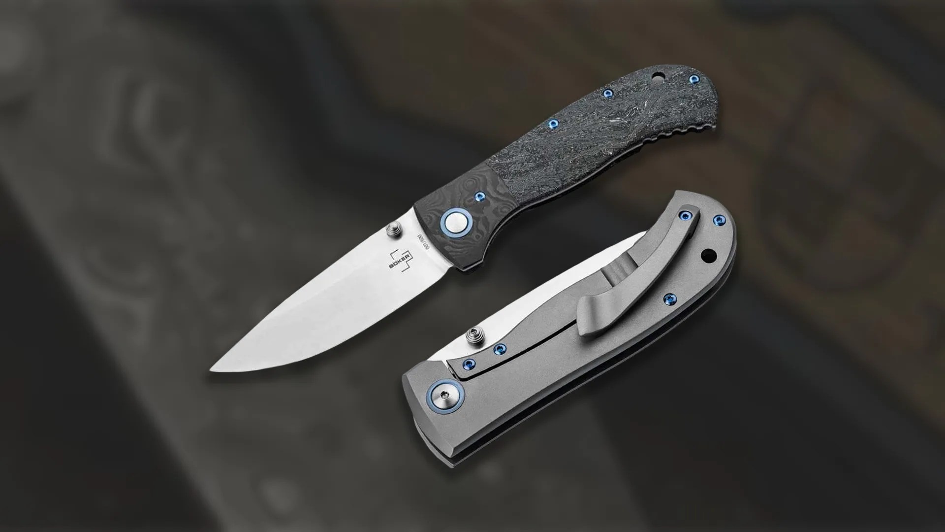 two knives on a background of a blurred knife
