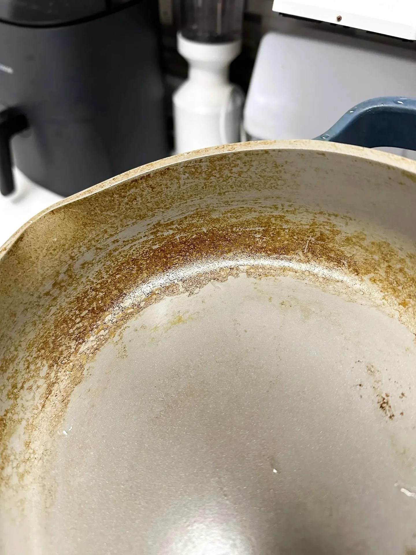 close up of the inside of a pan