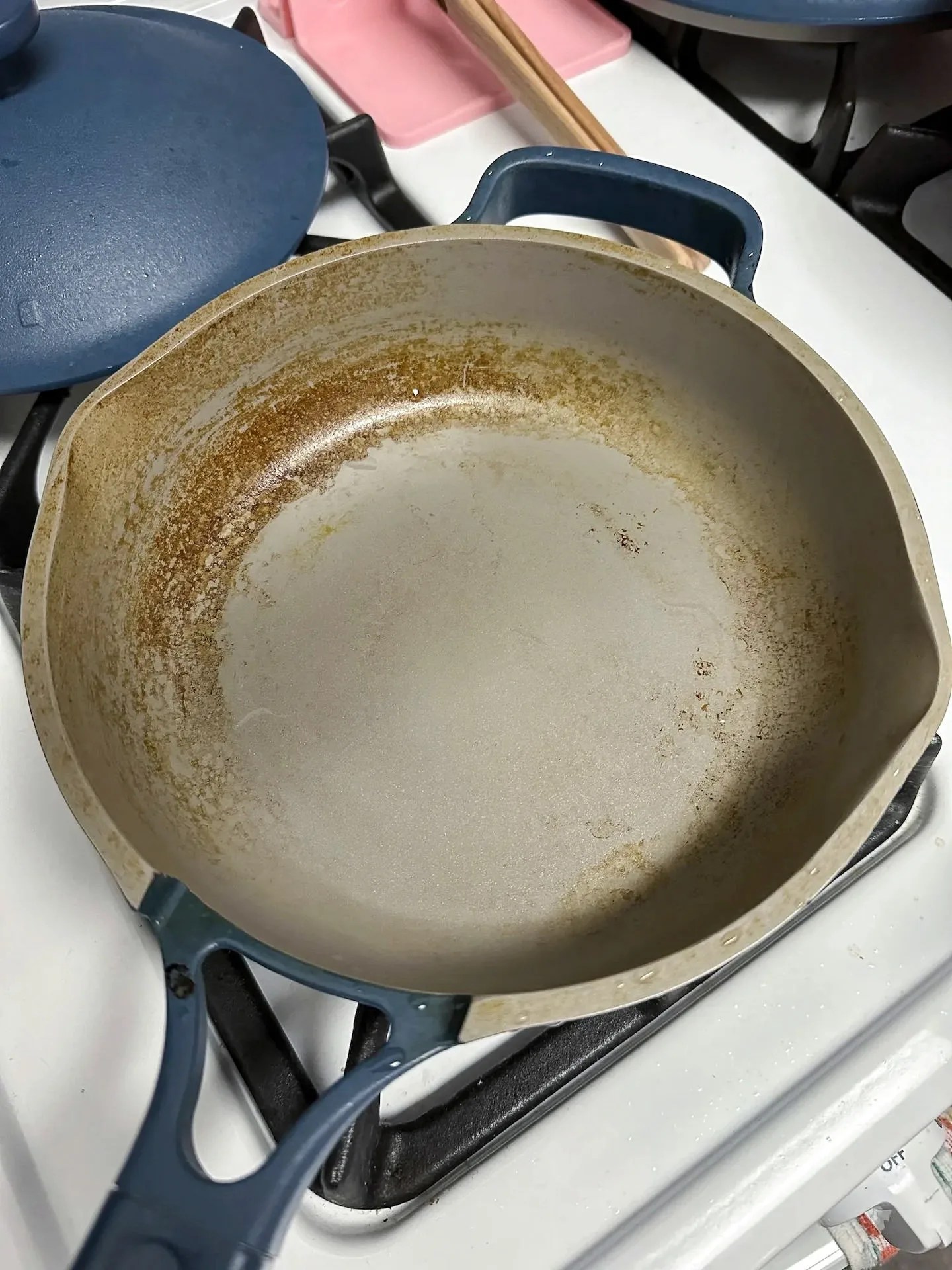 close up of a pan on a stove