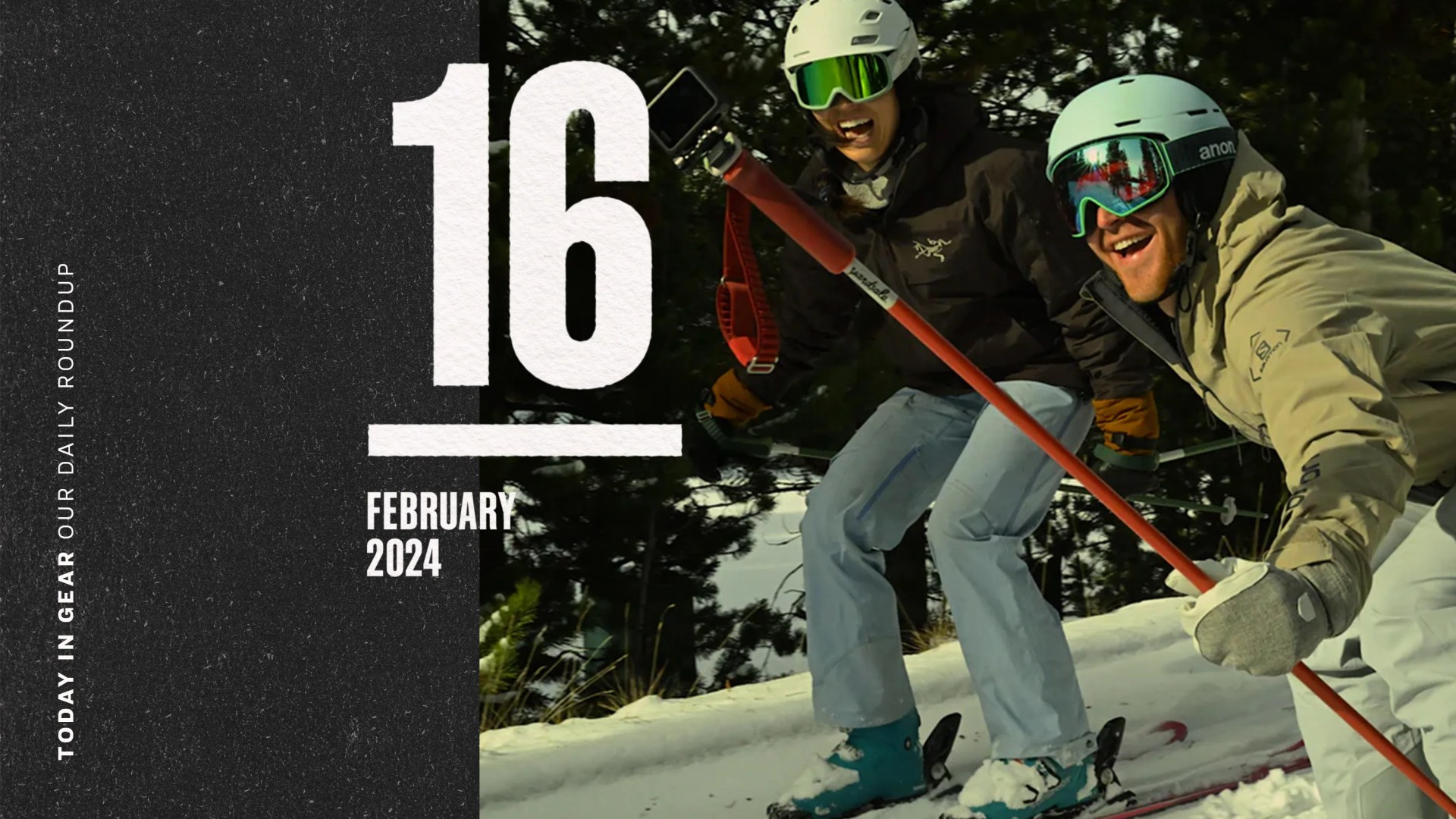 Today in Gear February 16 2024 a woman and man skiing using Yardsale P1 Poles