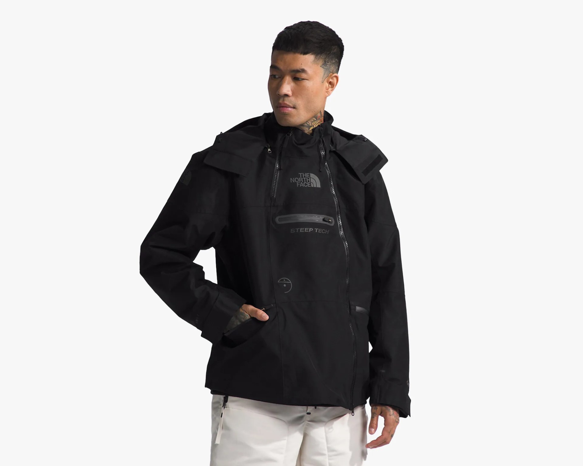 man wearing The North Face Men’s RMST Steep Tech GORE-TEX Work Jacket