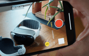 iphone 15 pro video of apple vision pro on desk with plants in background