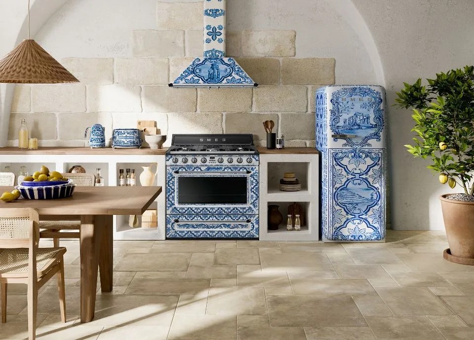 Smeg and Dolce&Gabbana Blu Mediterraneo appliances