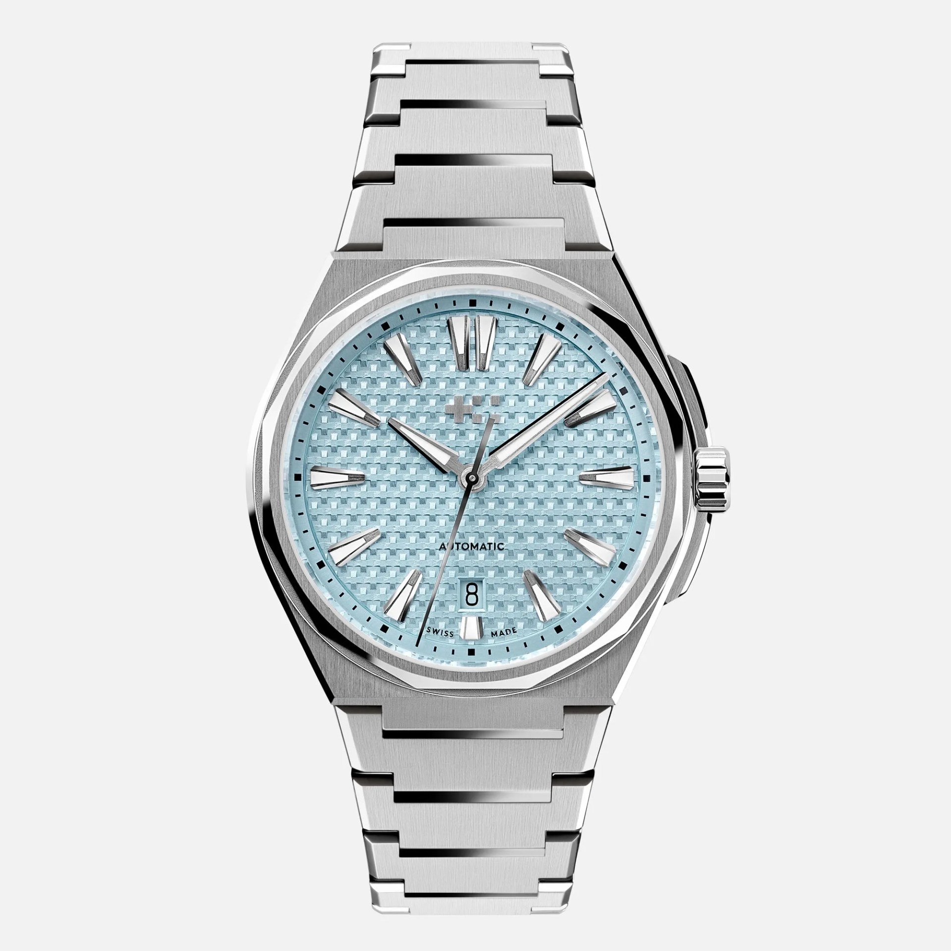 light blue watch