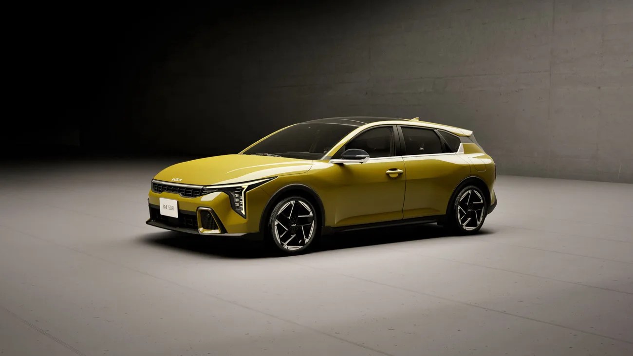 yellow kia hatchback