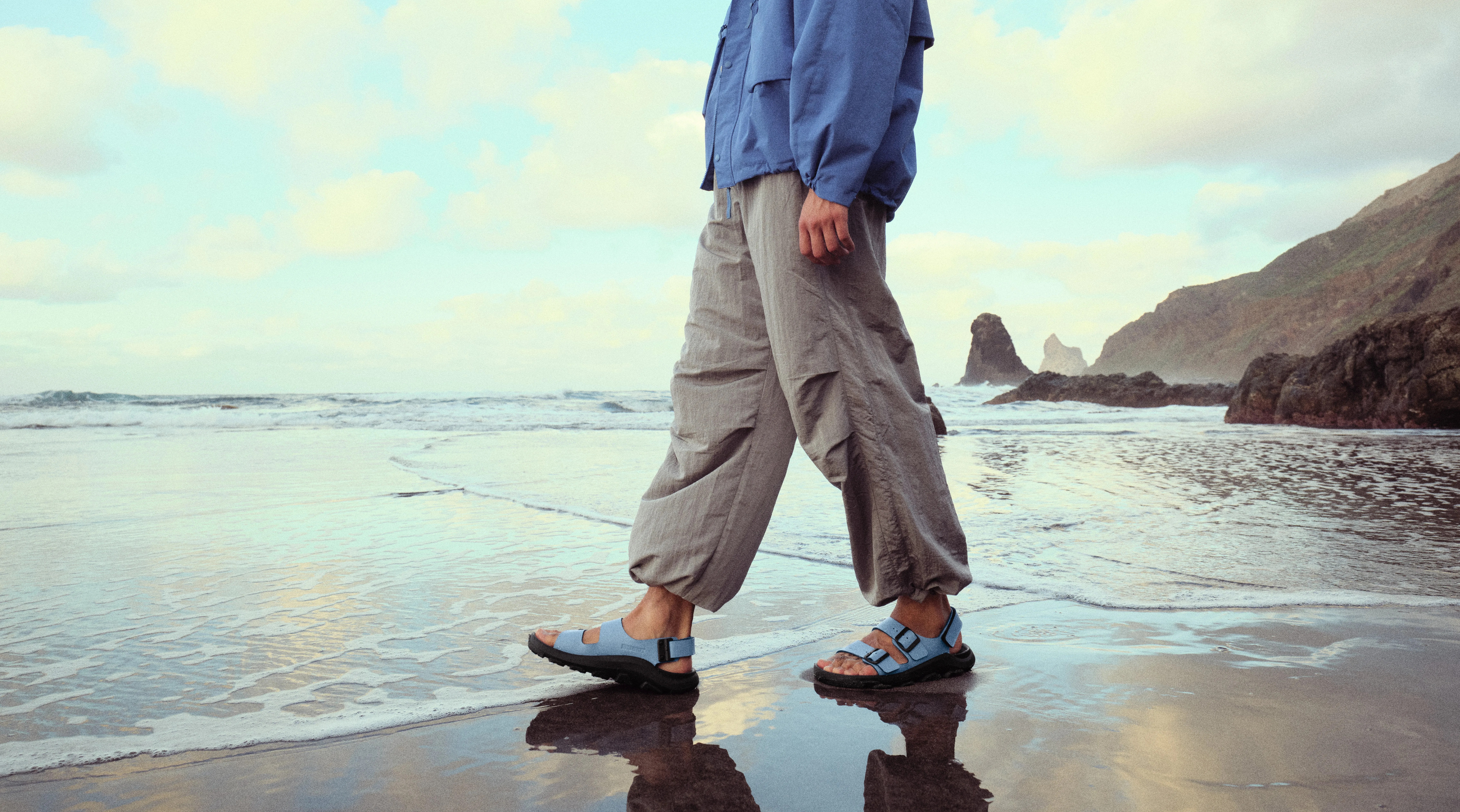 birkenstock mogami sandal worn on beach