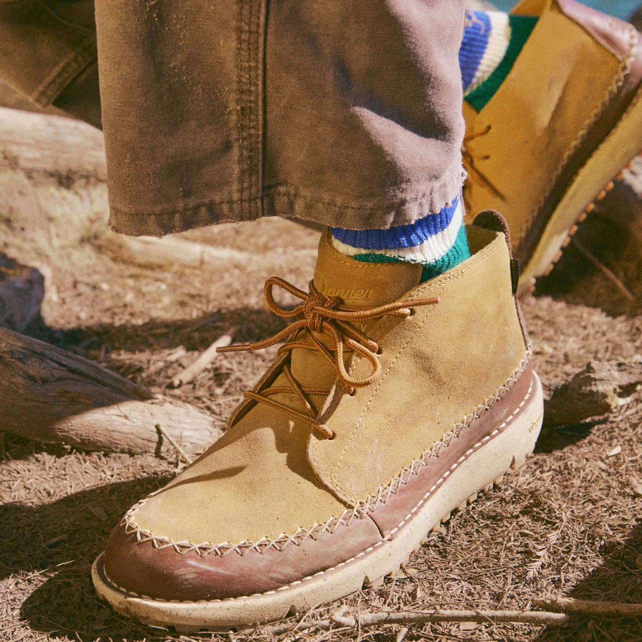 man wearing Huckberry x Danner Mountain Moc 917