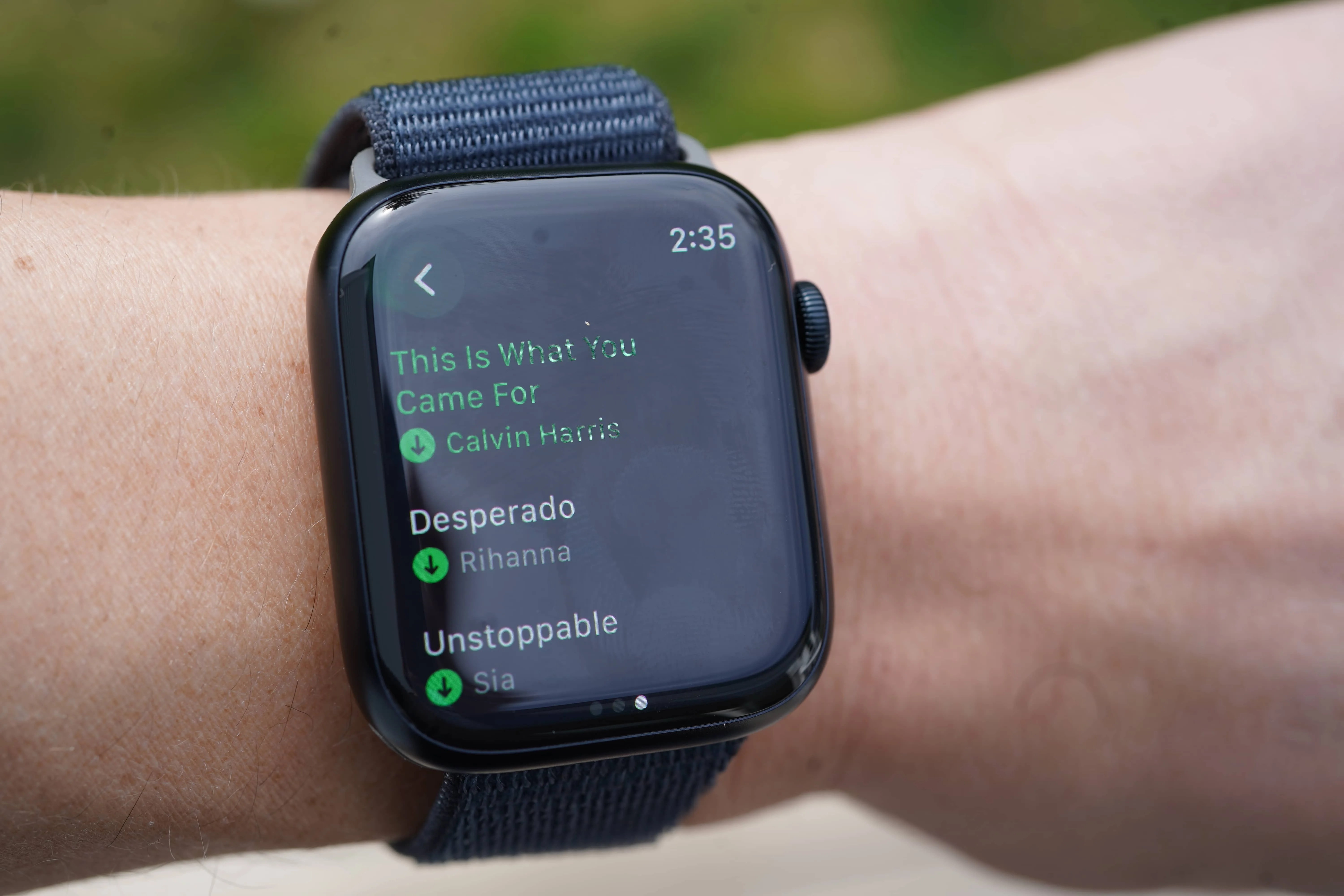 Spotify app playlist on the Apple Watch