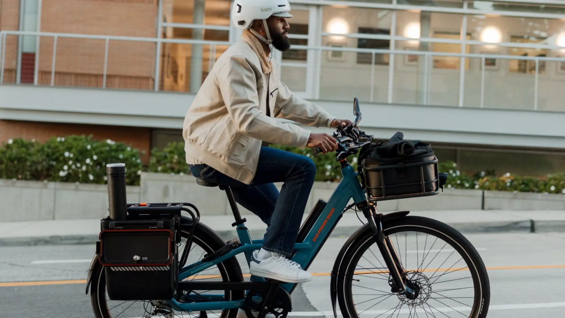 man riding rad power bike