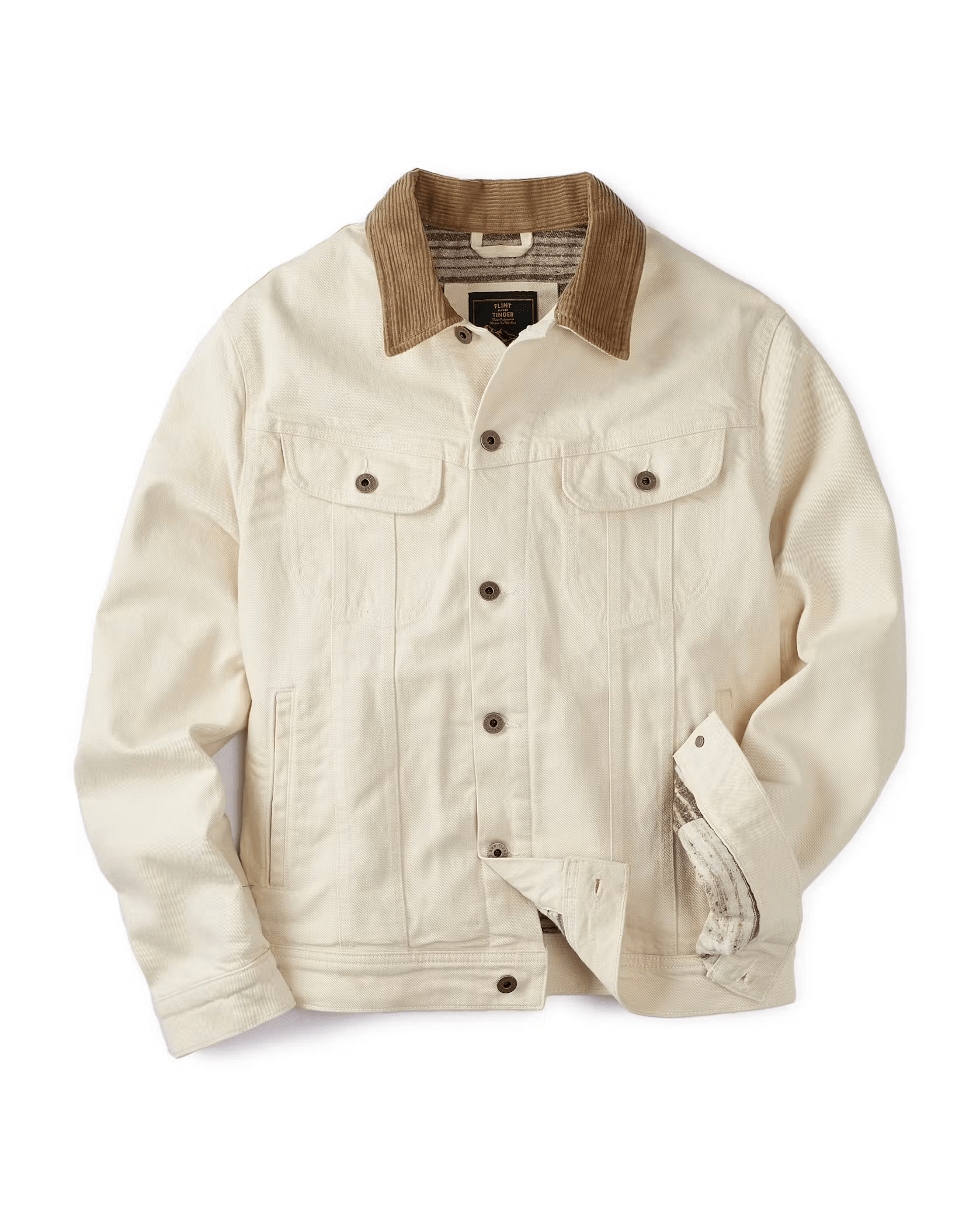 natural denim jacket on white background