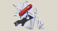 collage of a victorinox, gerber gear, and leatherman multitool