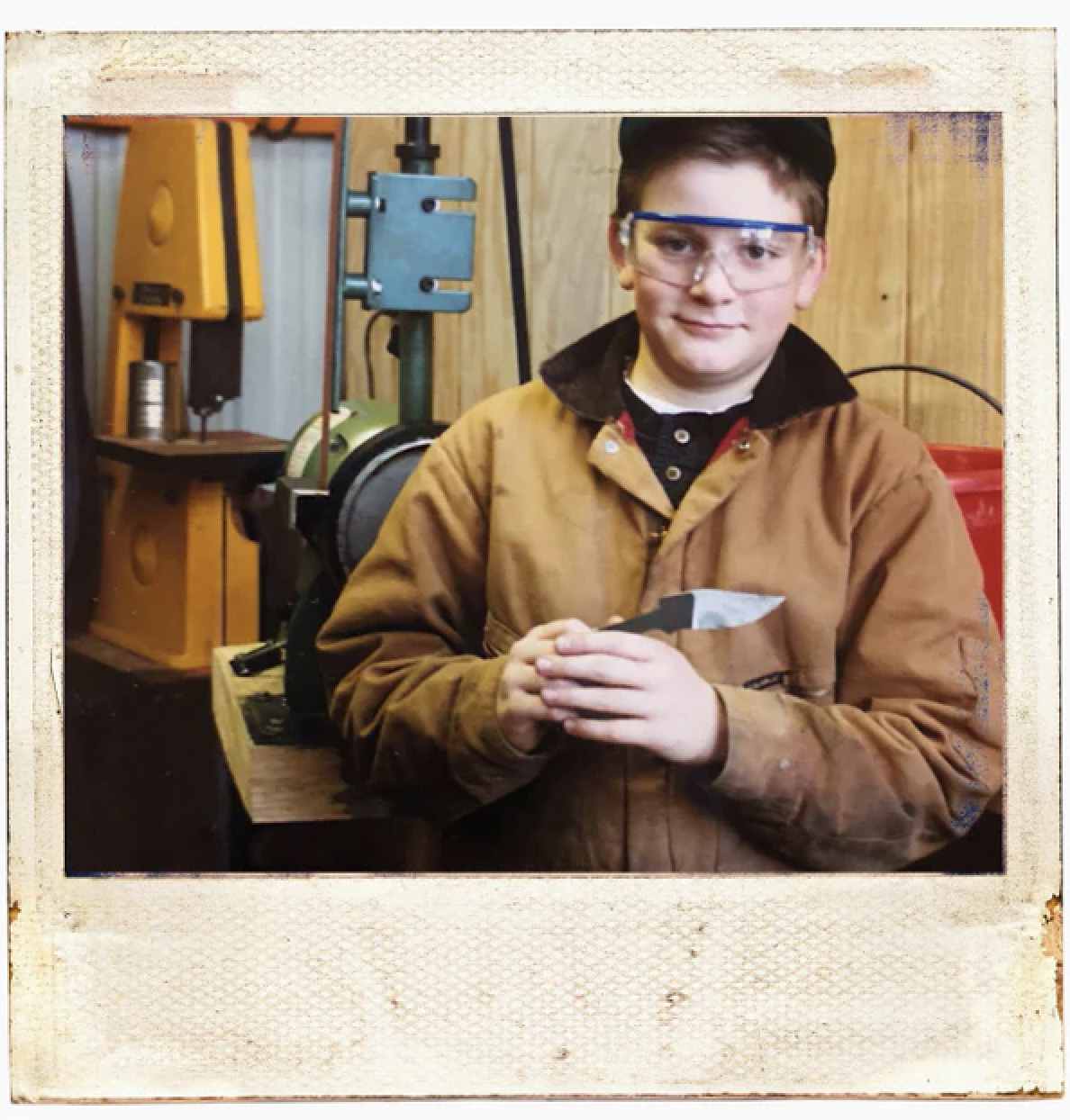 josh smith, founder of montana knife company, as a young man making knives