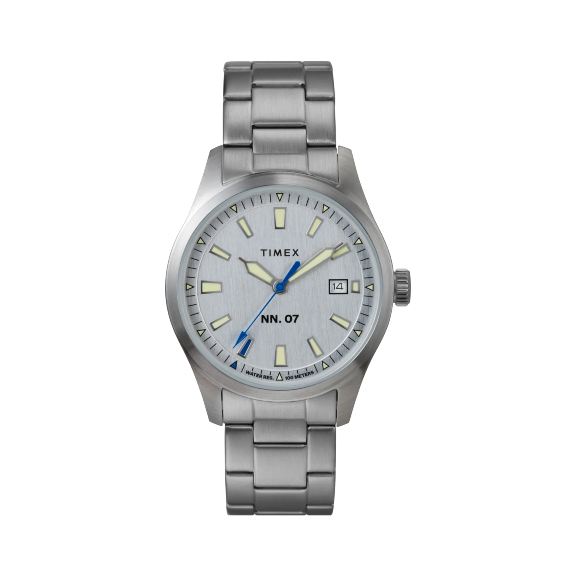 A silver Timex watch