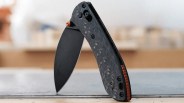 Vosteed Mini Nightshade knife on a tabletop