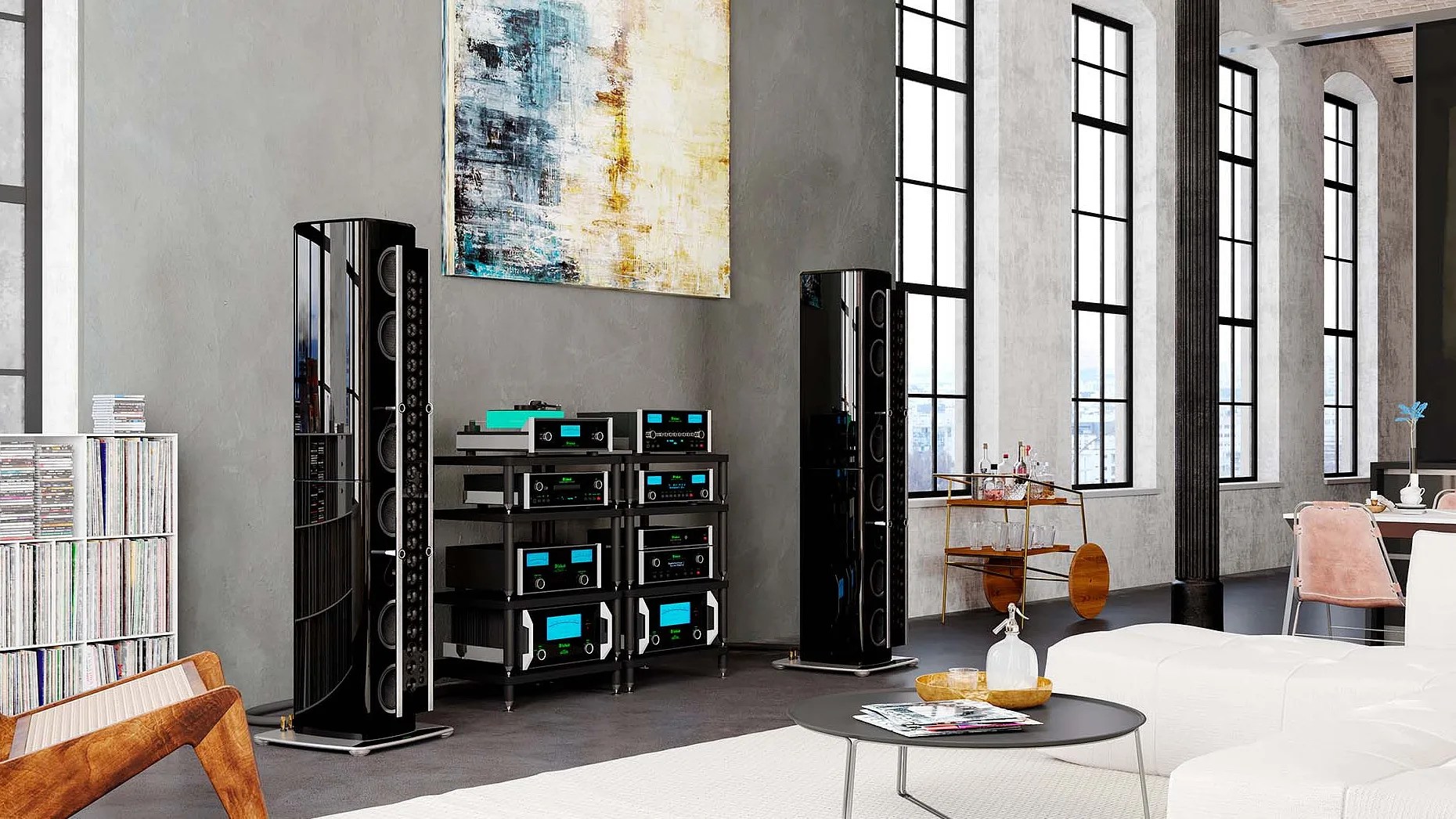 modern luxury apartment with hi-fi system