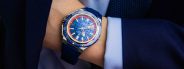 blue dive watch on wrist