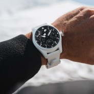 white iwc pilot watch on mans wrist
