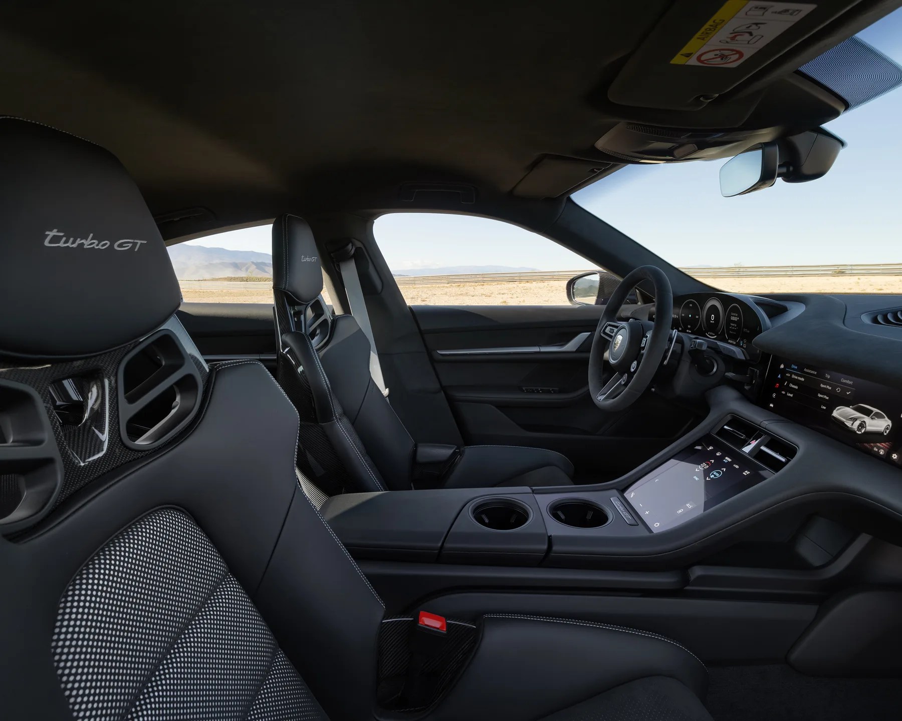 porsche taycan turbo gt front seats and dashboard