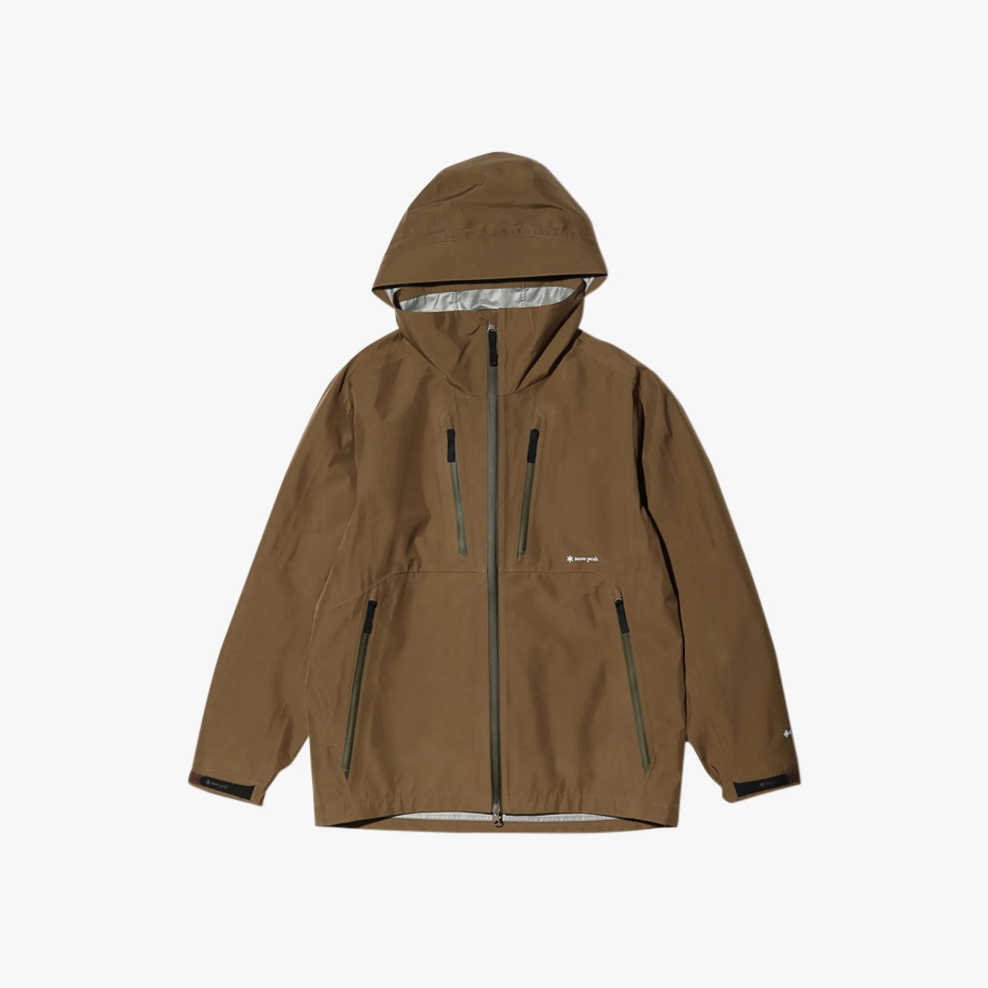 snow peak gore-tex jacket on grey background