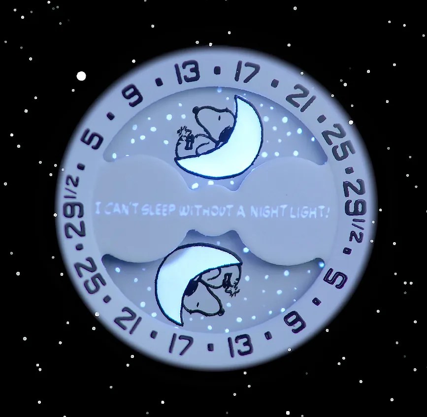 swatch moonphase dial with snoopy