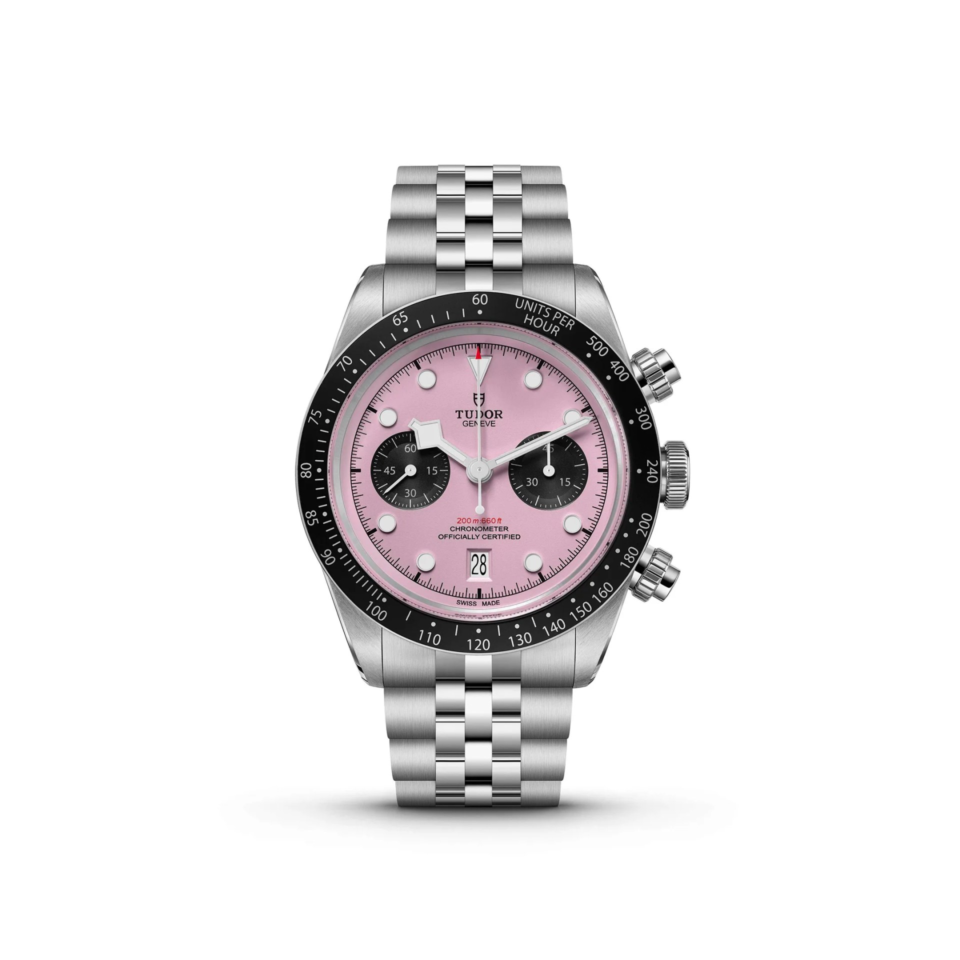 tudor pink chronograph watch