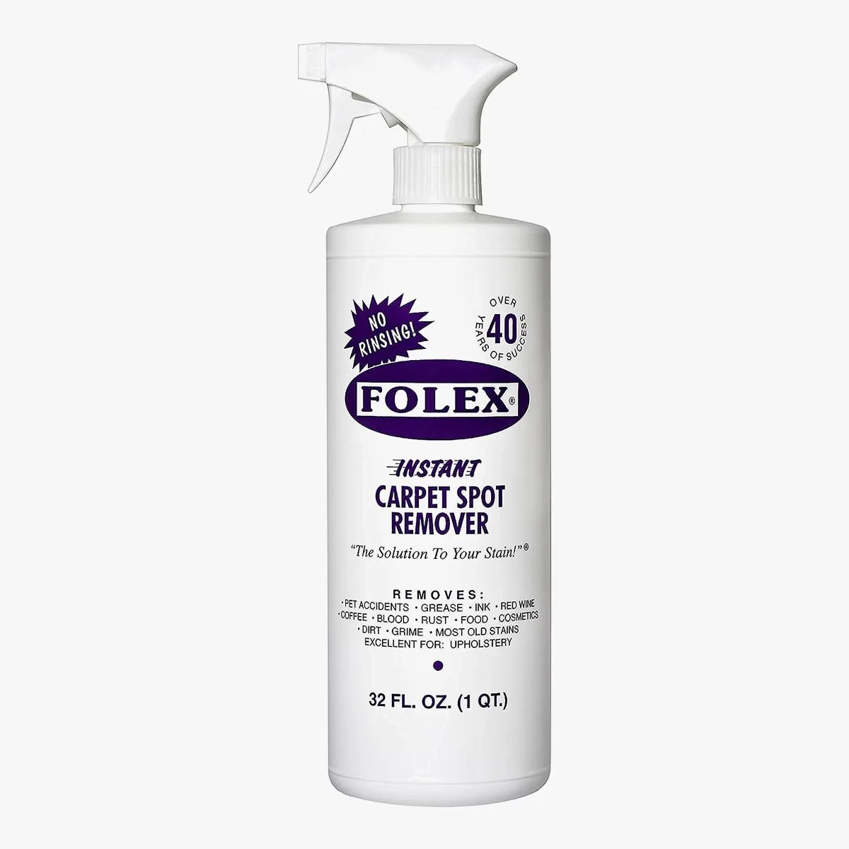 Bottle of Folex Carpet cleaning solution on grey background