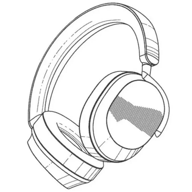 Official drawing of Sonos headphones approved by the United States patent and trademark office. 