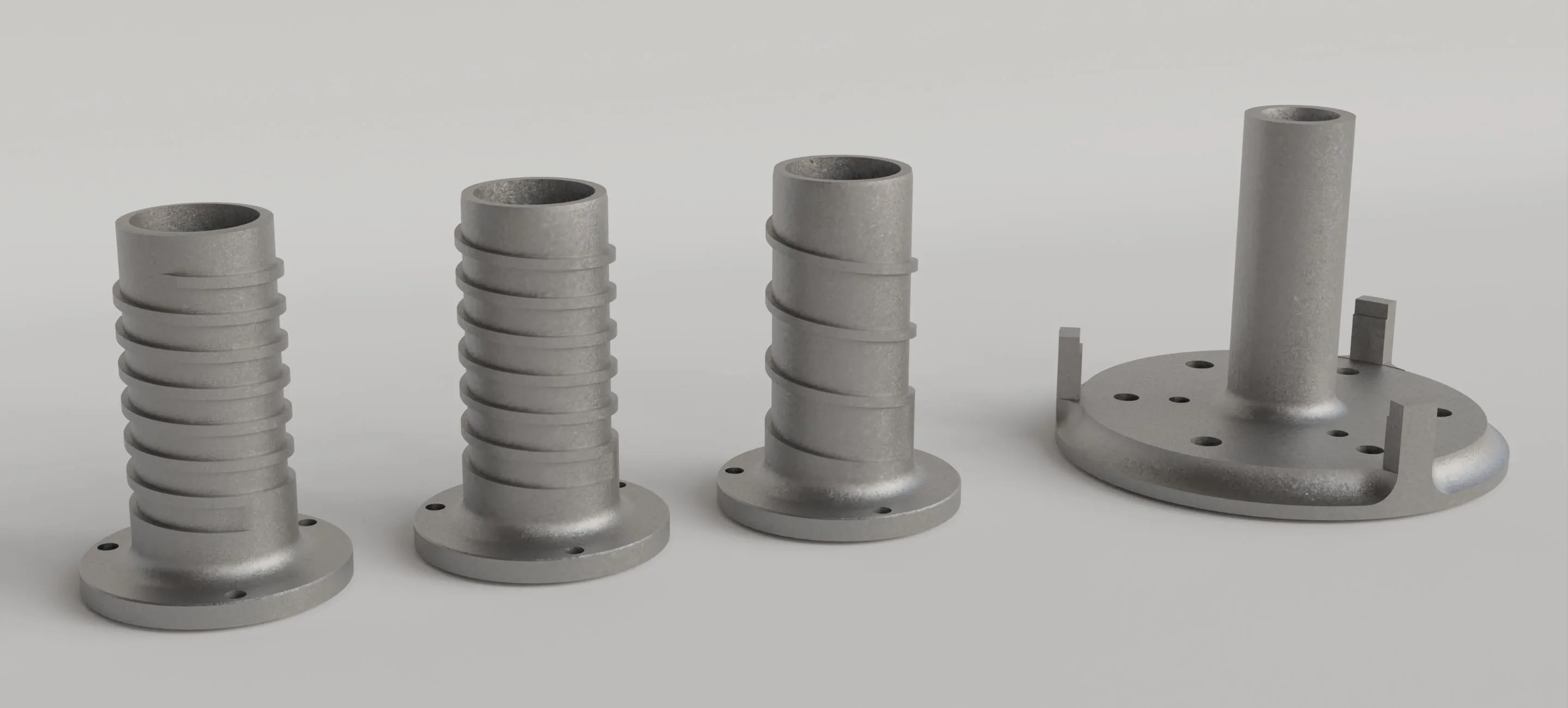 Zerno Z1 prebreaker parts lined up in a row. 