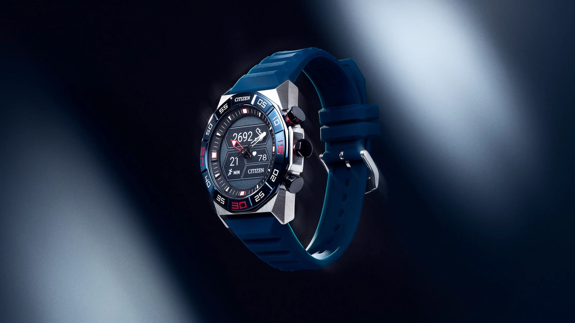 sports watch floating in air with black and white background